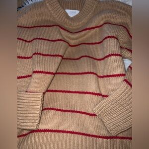 La Ligne “Marin” Cashmere wool Sweater in Caramel Red Stripes ASO Meghan Markle